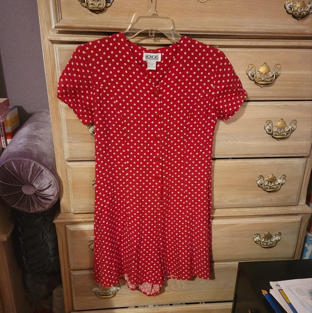 Honors Red Skort Jumper with White Circles Size Small
